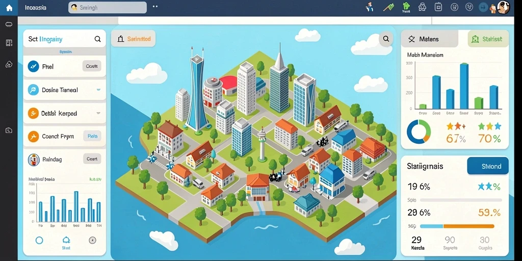 Pemandangan level yang indah dan menantang.